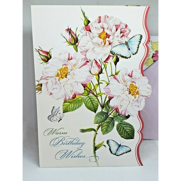 Warm Birthday Wishes Thoughts & Inspiration Floral Blue Butterfly Greeting Card - Picture 2 of 11